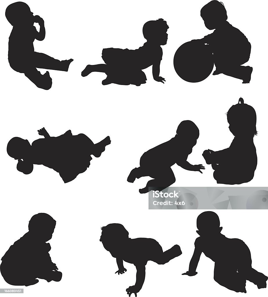 Multiple images of babies playing Multiple images of babies playinghttp://www.twodozendesign.info/i/1.png Baby - Human Age stock vector