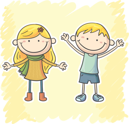 Little Boy And Girl Cartoon Illustration Stock Illustration - Download  Image Now - Child, Childhood, Girls - iStock