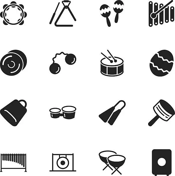 Vector illustration of Percussion Music Silhouette Icons