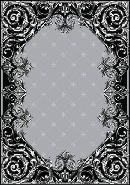 Vintage ornate blank Decorative rectangle frame, vector artwork gothic style stock illustrations