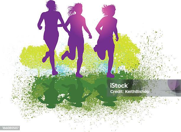 Cross Country Runners Or Joggers Female Track Stock Illustration - Download Image Now - Activity, Aerobics, Athlete