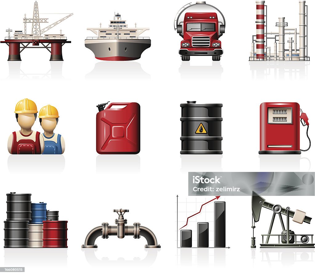 Indústria Petrolífera ícones - Vetor de Refinaria de petróleo royalty-free