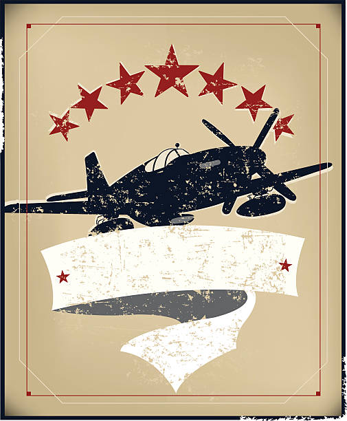 US World War Two Air Force Banner Background US World War Two Air Force Banner Background. Retro silhouette illustration of the American World War Two Air Force Fighter Plane (P51 Mustang) and Banner. Check out my "Americana" light box for more. p51 mustang stock illustrations