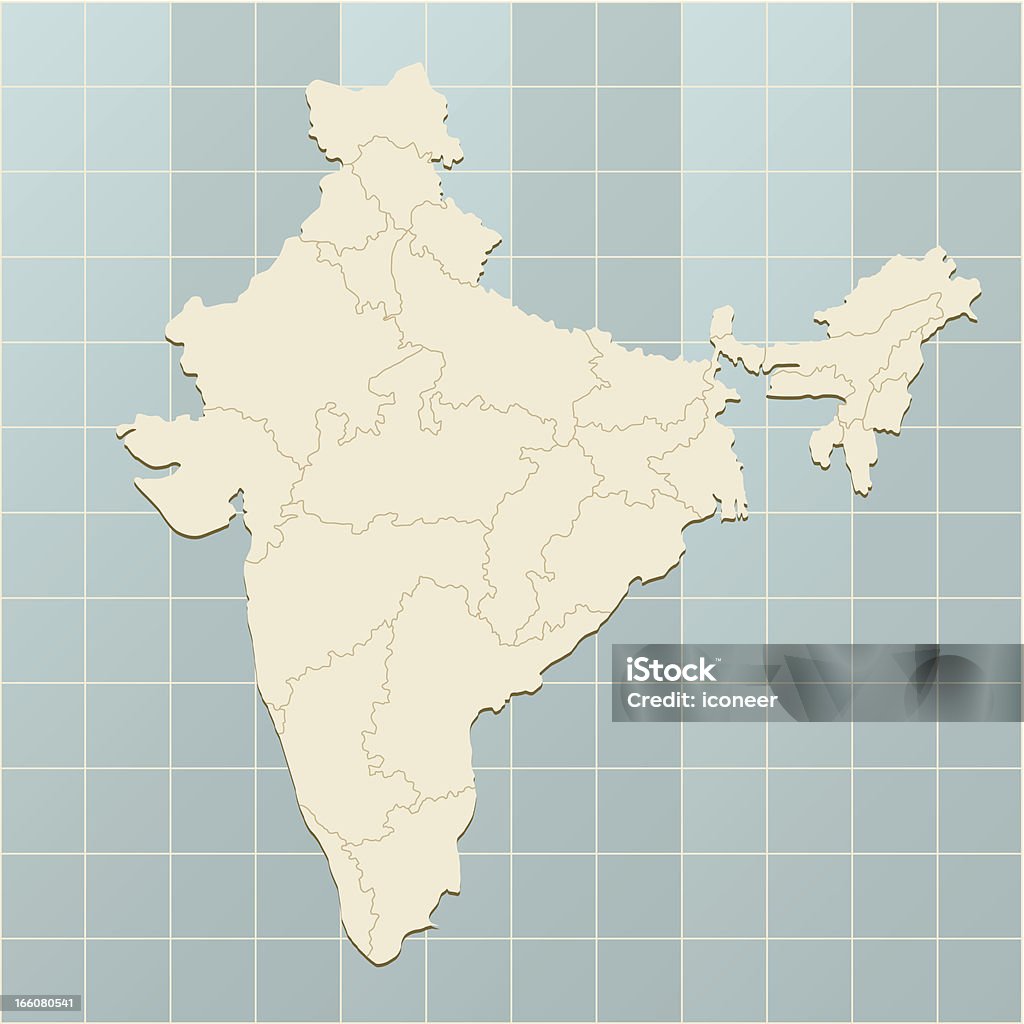 Índia mapa em grade - Vetor de Aventura royalty-free