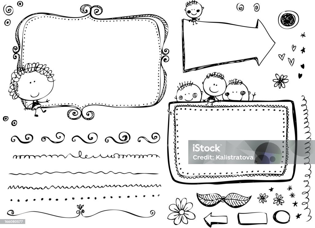 Doodle Frames and design elements Hand-drawn doodle collections Dividing stock vector