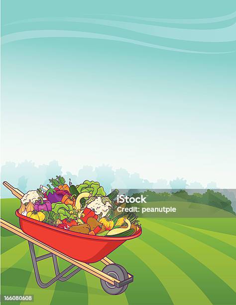 Carrinho De Mão Legumes De Fundo Vertical - Arte vetorial de stock e mais imagens de Abóbora - Abóbora, Alimentação Saudável, Batata Crua