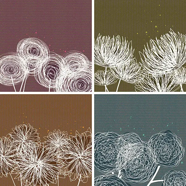 Vector illustration of Modern Floral Doodle Backgrounds