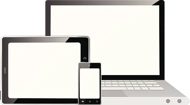 Vector illustration of Laptop, tablet pc and smart phone isolated on white background