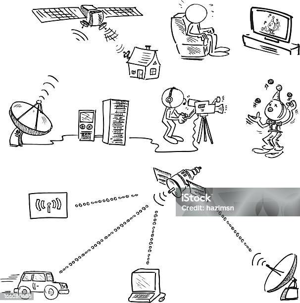 Satélite De Comunicação - Arte vetorial de stock e mais imagens de Cabo - Cabo, Casa, Filmar