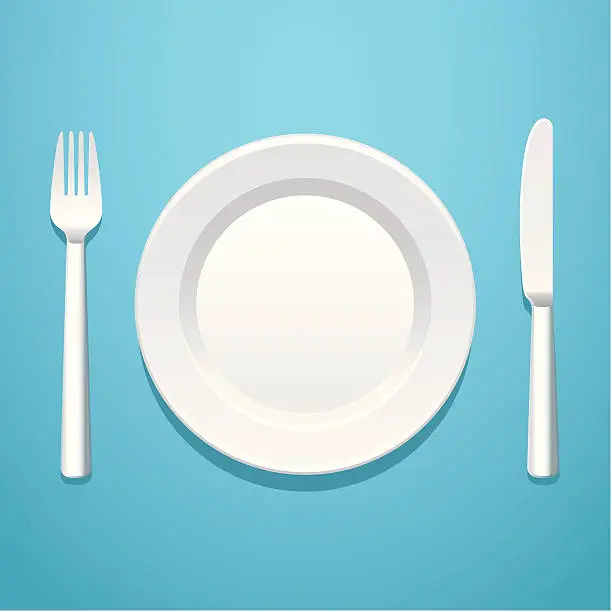 Vector illustration of A place setting with a knife, fork, and plate