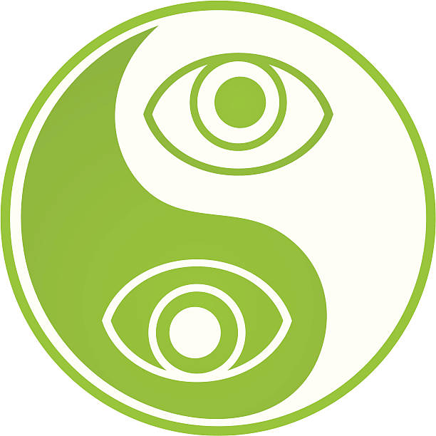 шар инь-ян глаз - yin yang symbol yin yang ball zen like symbol stock illustrations