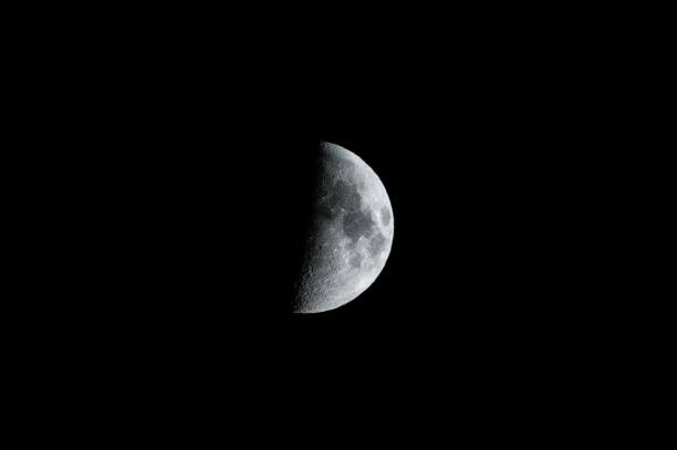 istock View of the moon in a cloudless night sky, illuminated against a dark backdrop 1660809076