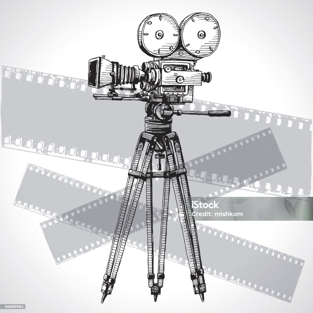 Sketched Movie Camera Hand drawn old-fashioned movie camera.  EPS10 file contains transparencies. Old-fashioned stock vector