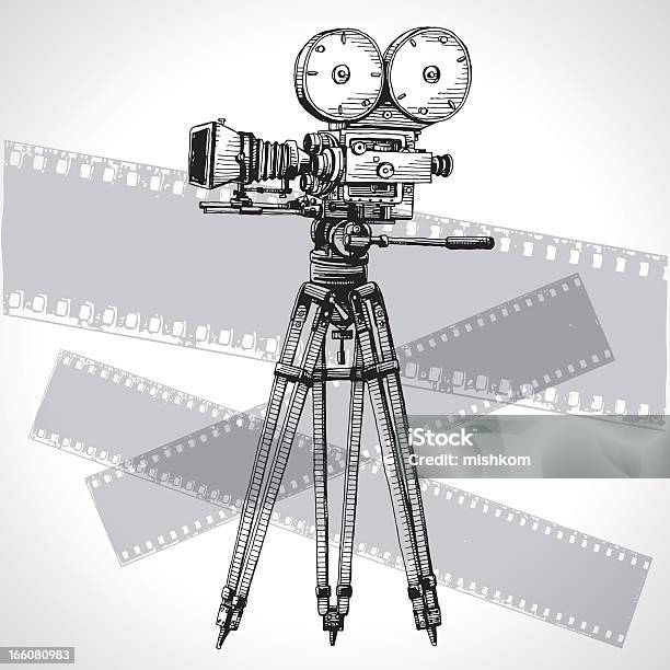 Sketched Movie Camera Stock Illustration - Download Image Now - Old-fashioned, Movie Camera, Camera - Photographic Equipment