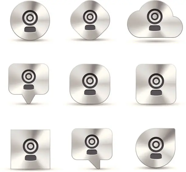 Vector illustration of WebCam Brushed metal icons