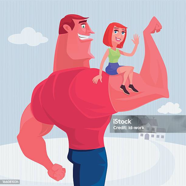 Feliz Homem E Mulher - Arte vetorial de stock e mais imagens de Força - Força, Mulheres, Musculado