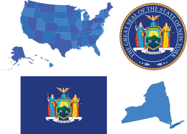 New York state set Vector illustration of New York state, contains: new york stock illustrations