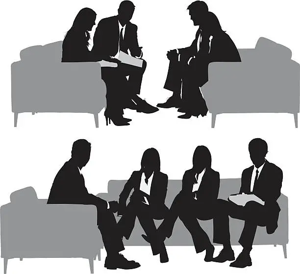 Vector illustration of Silhouette of business executives in a meeting