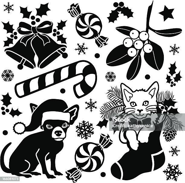 Christmas Design Elements Stock Illustration - Download Image Now - Christmas, Domestic Cat, Clip Art