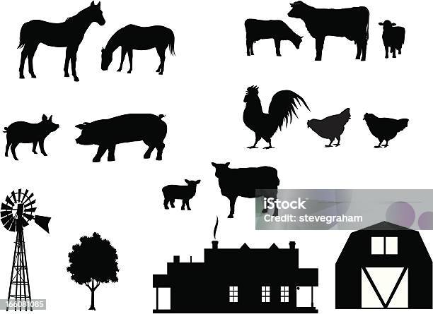 농장 동물은 In 실루엣 동물에 대한 스톡 벡터 아트 및 기타 이미지 - 동물, 실루엣, 축산