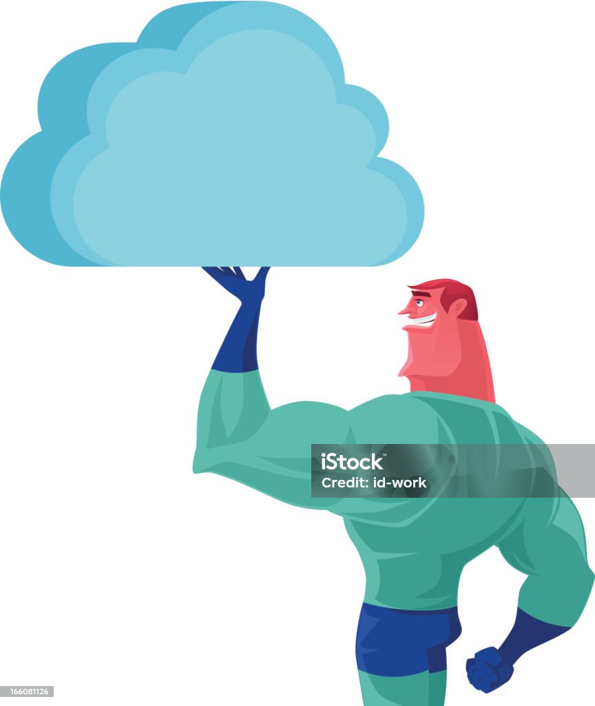 Superhéroe sosteniendo nube - arte vectorial de Superhéroe libre de derechos