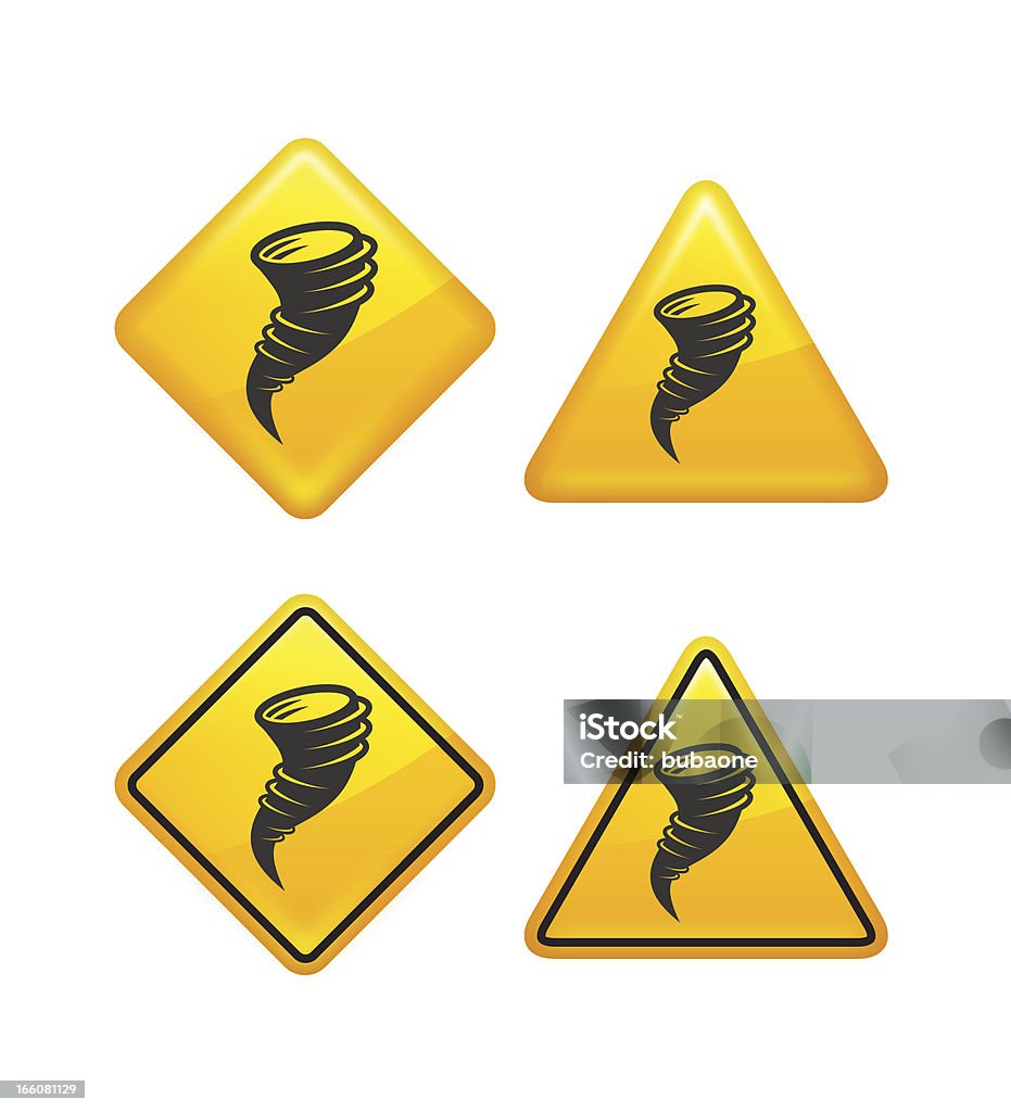 Advertencia: PRECAUCIÓN: Tornado Street y señales - arte vectorial de Huracán libre de derechos