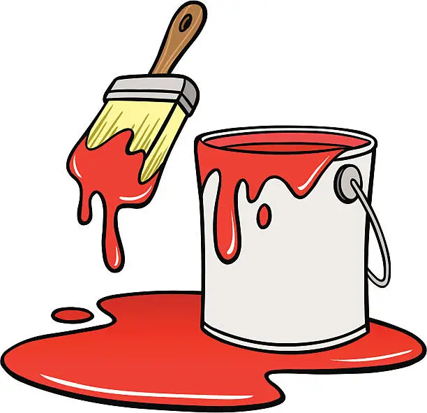 Vector illustration of Paintbrush And Bucket