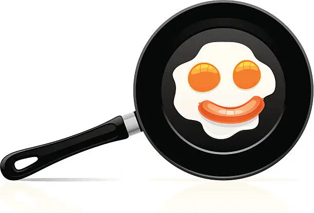 Vector illustration of Eggs on the pan