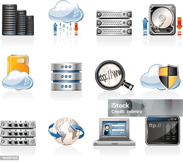 Webgastgeber Symbole Stock Vektor Art und mehr Bilder von Cloud Computing - Cloud Computing, Datei, Daten