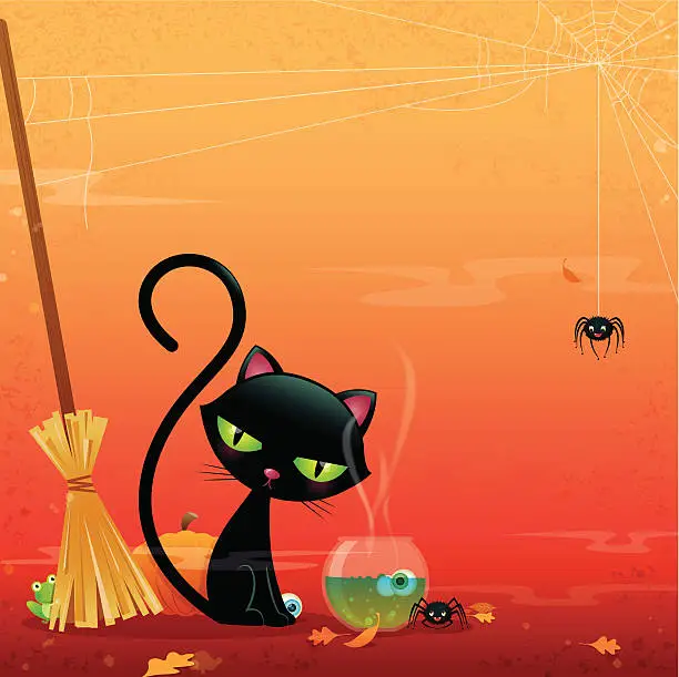 Vector illustration of cat & potion