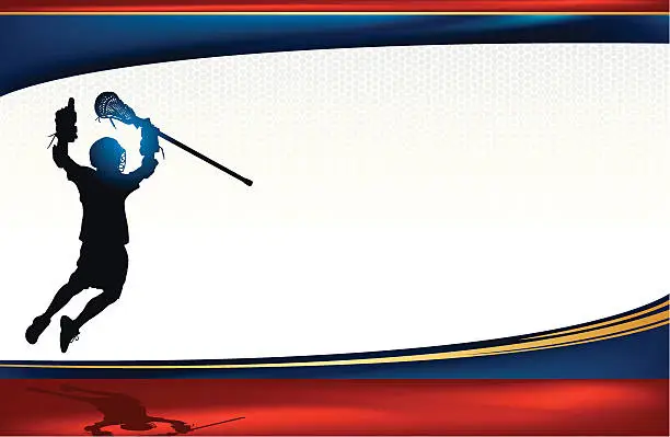 Vector illustration of Lacrosse Player Jumping in Victory Background