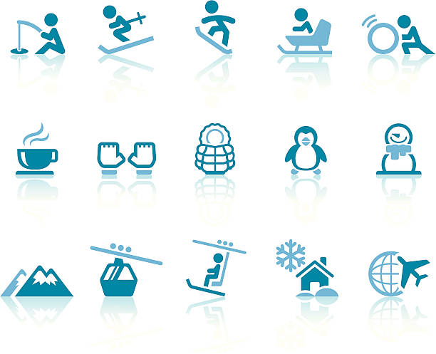 Winter Vacation Icons | Simple Blue Series vector art illustration