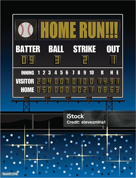 Бейсбольная Табло Со Счётом — стоковая векторная графика и другие изображения на тему Бейсбол - Бейсбол, Бейсбольный мяч, Табло со счётом