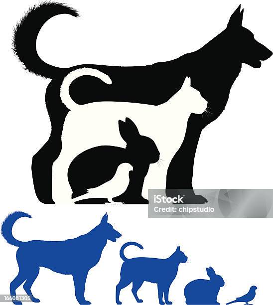 Silhouette Di Animali - Immagini vettoriali stock e altre immagini di Cane - Cane, Animale da compagnia, Gatto domestico