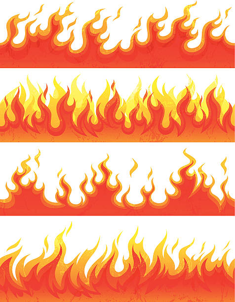 Seamless flame with grunge Vector set of seamless flame pattern with grunge flame designs stock illustrations