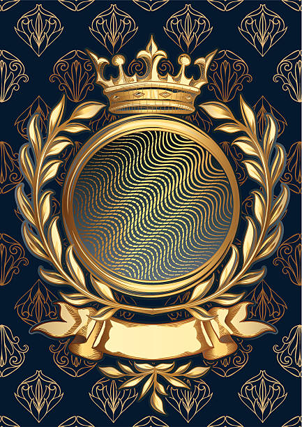 золотая эмблема - crown frame gold swirl stock illustrations