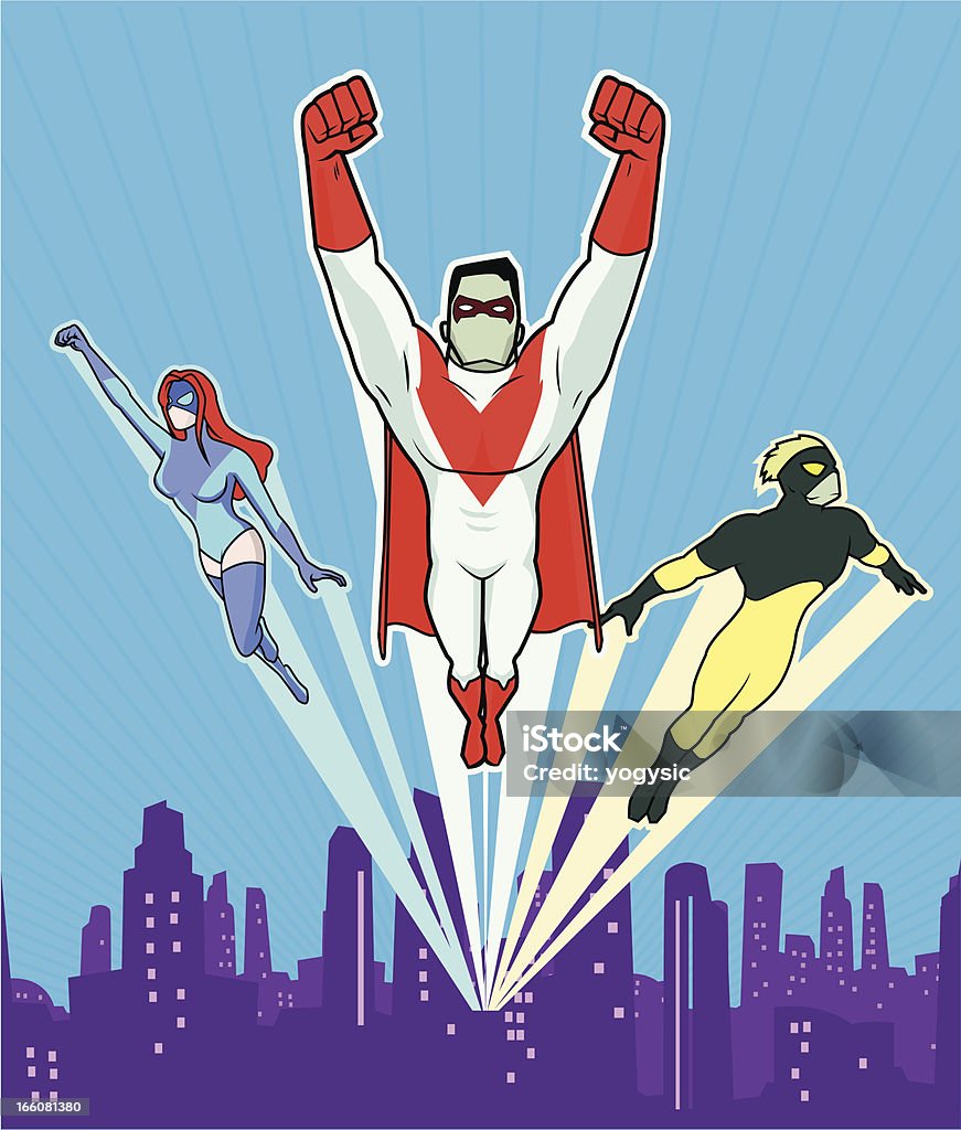 Comic-Superhelden - Lizenzfrei Fliegen Vektorgrafik