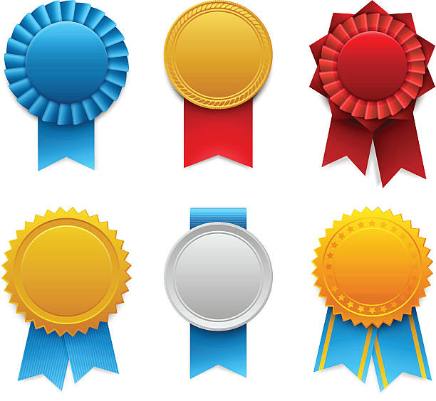 stockillustraties, clipart, cartoons en iconen met award ribbons - lintje prijs