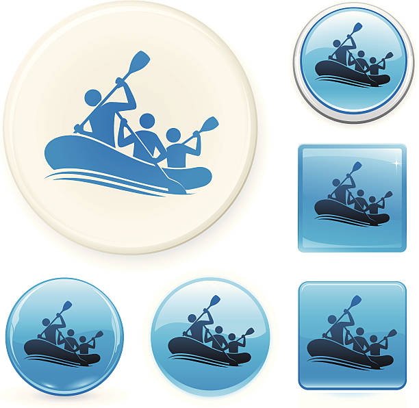illustrazioni stock, clip art, cartoni animati e icone di tendenza di rafting icona set - wooden raft illustrations