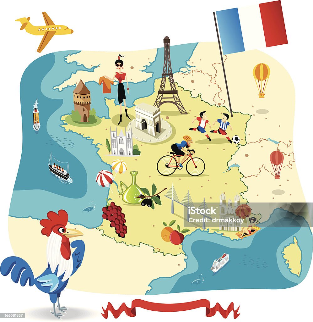 Cartoon map of FRANCE - Royalty-free Frankrijk vectorkunst