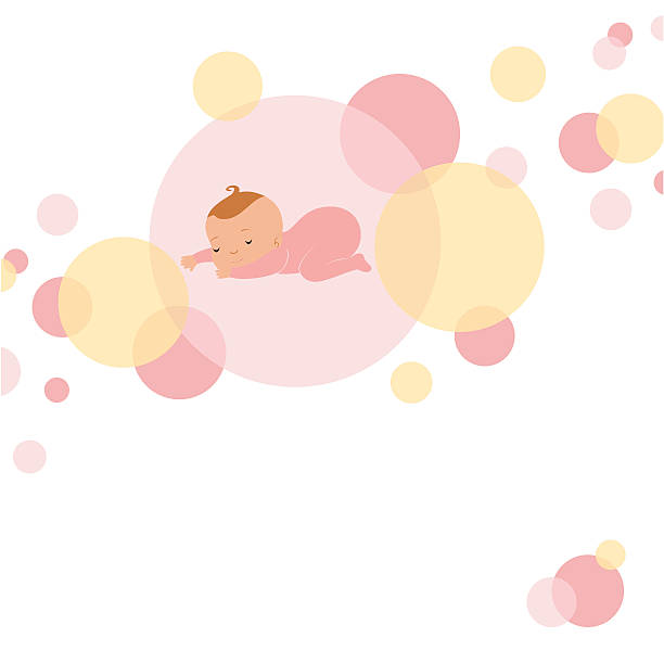 Sleeping baby girl design Sleeping baby girl design with circles Babies Only stock illustrations