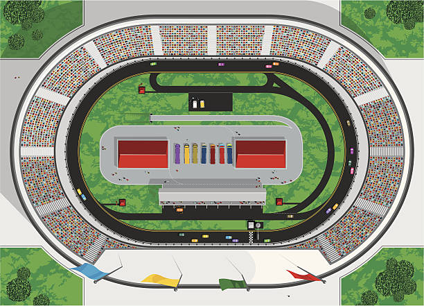 ilustraciones, imágenes clip art, dibujos animados e iconos de stock de pista de carreras de stock car - stock car sports venue sports race motorized sport