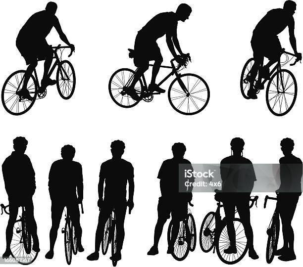 Plusieurs Images De Bicyclists Vecteurs libres de droits et plus d'images vectorielles de Silhouette - Contre-jour - Silhouette - Contre-jour, Faire du vélo, Faire du vélo tout-terrain