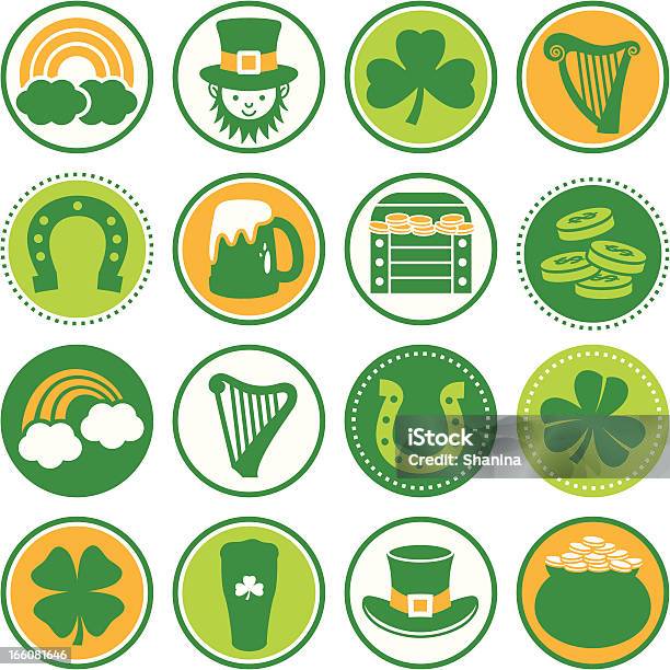 Saint Patricks Daycircle Iconsкрышка — стоковая векторная графика и другие изображения на тему День святого Патрика - День святого Патрика, Иконка, Золото