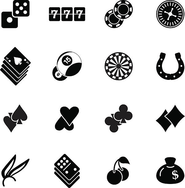 kasyno hazard sylwetka ikony - silhouette poker computer icon symbol stock illustrations