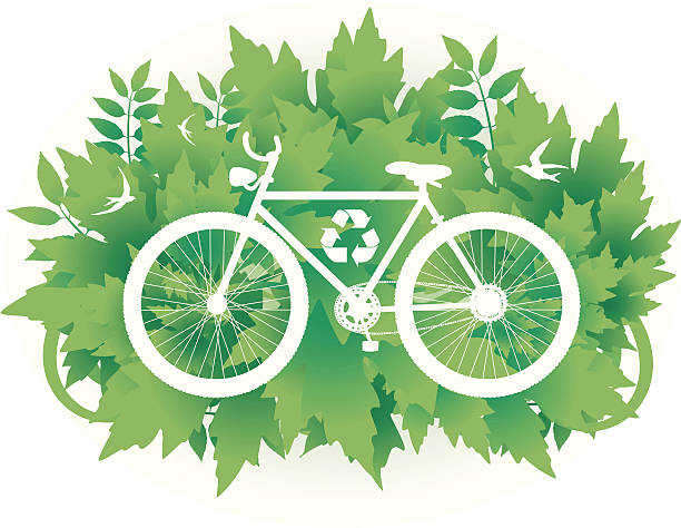 illustrazioni stock, clip art, cartoni animati e icone di tendenza di bicicletta ecologica viaggio - tire recycling recycling symbol transportation
