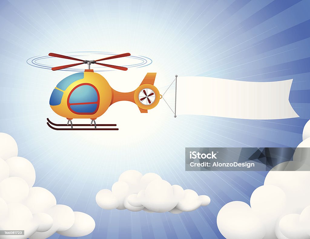 Elicottero con Banner - arte vettoriale royalty-free di Cielo