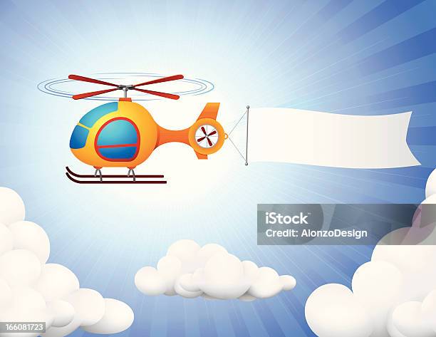 Helikopter Z Banner - Stockowe grafiki wektorowe i więcej obrazów Chmura - Chmura, Dowcip rysunkowy, Grafika wektorowa