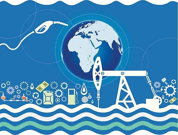 Vector illustration of Oil Production and World