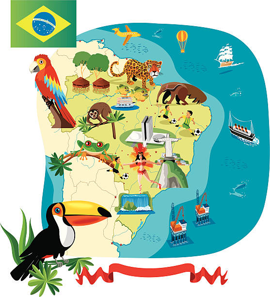 ilustraciones, imágenes clip art, dibujos animados e iconos de stock de dibujo mapa de brasil - rio carnival brazil carnival rio de janeiro